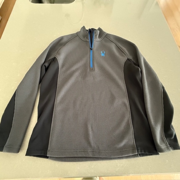 Men's Spyder Gray & Black Core 1/4 Zip Sweater Pullover Thermal XL EUC - Picture 1 of 7